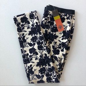 TORY BURCH Cream Purple Floral Velvet Dayton Pants
